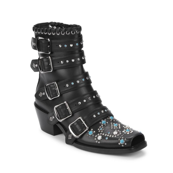 NEW Burberry Women’s Albertina Studded Peep-Toe Booties size 38.5 Black - Picture 14 of 14